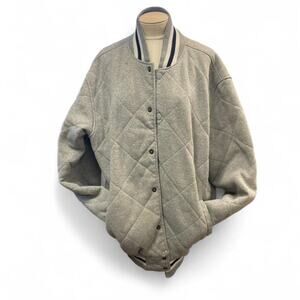 Grey quilted varsity jacket with